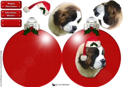 St Bernard Christmas Bauble Decoupage