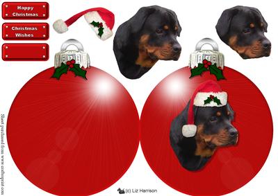 Rottweiler Christmas Bauble Decouage