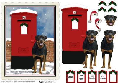 Rottweiler Christmas Post Box Scene