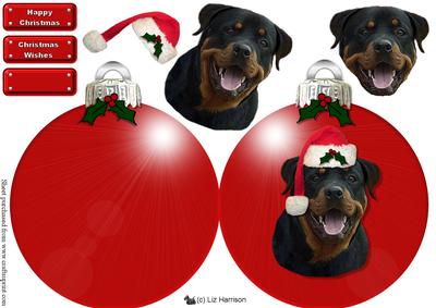Rottweiler Christmas Bauble Decoupage