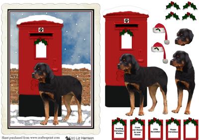 Rottweiler Christmas Post Box Scene