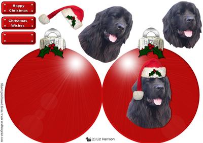 Newfoundland ,black,christmas Bauble Decoouage