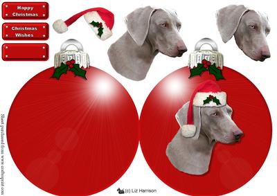 Weimaraner Christmas Baulble Decoupage