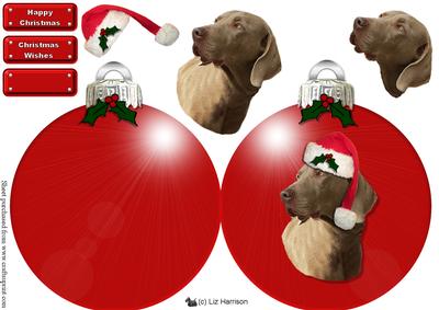 Weimaraner Christmas Bauble Decoupage