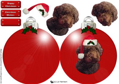 Spanish Water Dog Christmas Bauble Decoupage