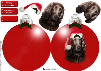 Field Spaniel Christmas Bauble Decoupage