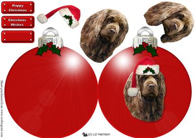 Sussex Spaniel Christmas Bauble Decoupage