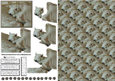 Westie Sleeping 3D Decoupage with Background