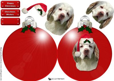 Clumber Spaniel Christmas Bauble Decoupage
