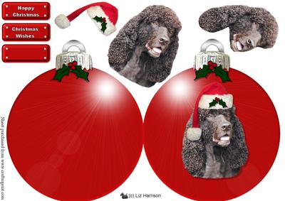 Irish Water Spaniel Christmas Bauble Decoupage