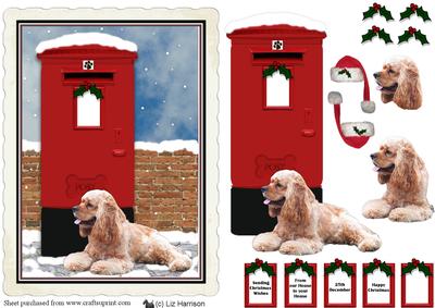 American Cocker Spaniel Christmas Post Box Scene