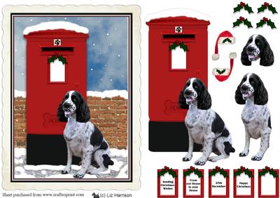 Springer Spaniel Christmas Post Box Scene