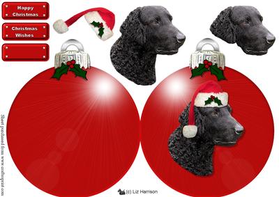 Curly Coated Retriever Christmas Bauble Decoupage