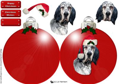 English Setter Christmas Bauble Decoupage