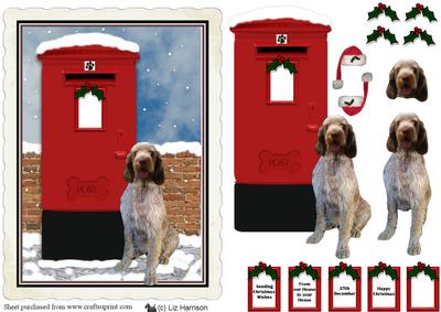Italian Spinone Christmas Post Box Scene