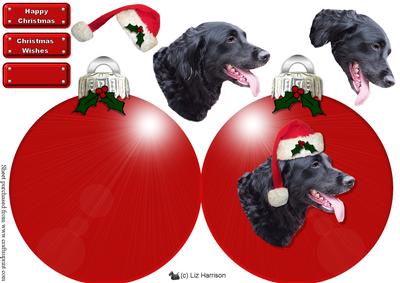Flat Coated Retriever Christmas Bauble Decoupage