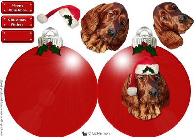 Red Setter Christmas Bauble Decoupage