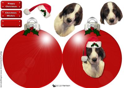 Irish Red and White Setter Christmas Bauble Deccoupage