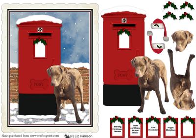 Chesapeake Bay Retriever Christmas Post Box Scene