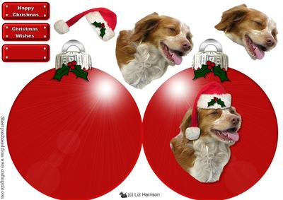 Brittany Dog Christmas Bauble Decoupage