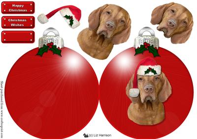 Hungarian Vizsla Christmas Bauble Decoupage