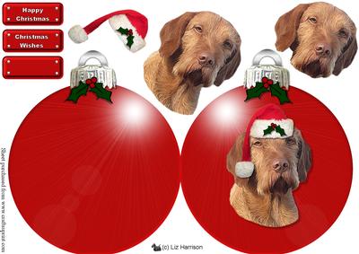 Hungarian Vizsla, Wire Haired , Christmas Bauble Decoupage