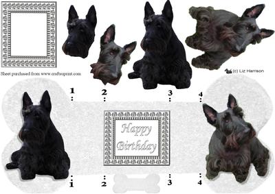 Scottie Dog Bone Shaped Card