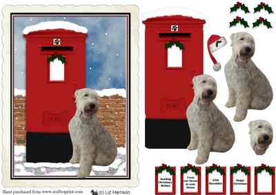 Soft Coated Wheaten Terrier Christmas Post Box Scene
