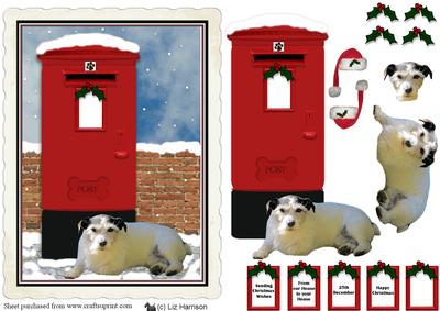 Jack Russell Terrier Christmas Post Box Scene