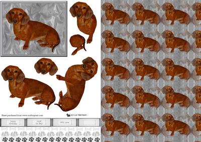 Dachshund 3D Decoupage with Background