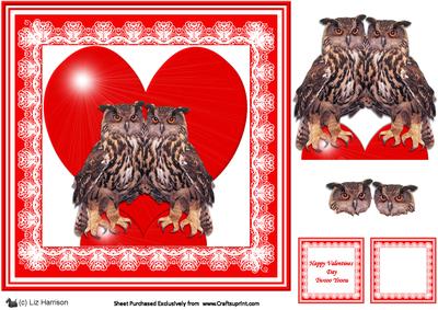 Romantic Eagle Owls 8 x 8 Decoupage Card Sheet
