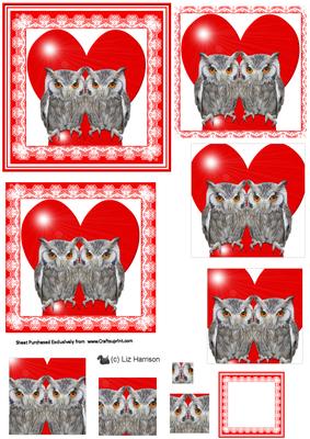 Romantic Scops Owls Pyramid Sheet