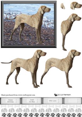 Weimaraner Beach Scene 3D Decoupage