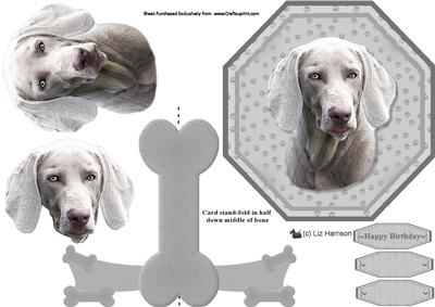 Weimaraner Plate Shaped Card & Bone Stand