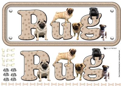 Pug Dog Name Sign 3D