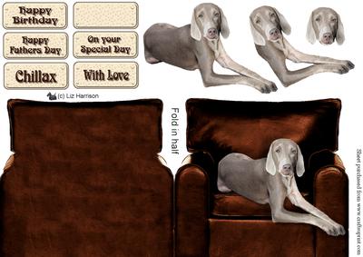 Weimaraner Brown Arm Chair Card