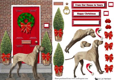 Weimaraner Christmas Door Scene