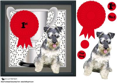 Schnauzer Trophy and Rosette 8x8 Card