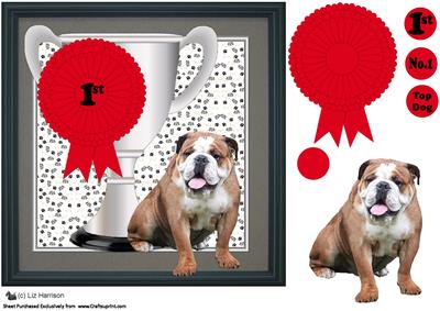 Bulldog Trophy and Rosette 8x8 Card