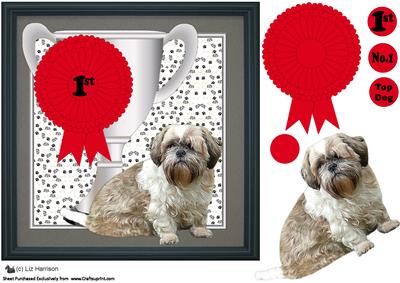 Shih Tzu Trophy and Rosette 8x8 Card