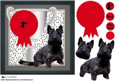 Scottish Terrier Trophy and Rosette 8x8 Card