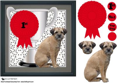 Border Terrier Trophy and Rosette 8x8 Card
