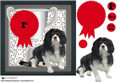 Cavalier King Charles Spaniel Trophy & Rosette 8x8 Card
