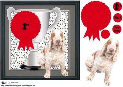 Cocker Spaniel Trophy and Rosette 8x8x Card