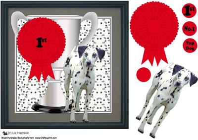 Dalmatian Trophy and Rosette 8x8 Card