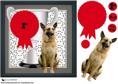 German Shepherd Trophy and Rosette 8x8 Card