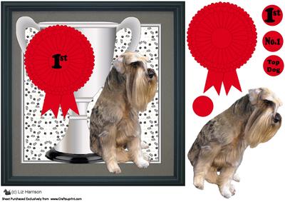Schnauzer Trophy and Rosette 8x8 Card