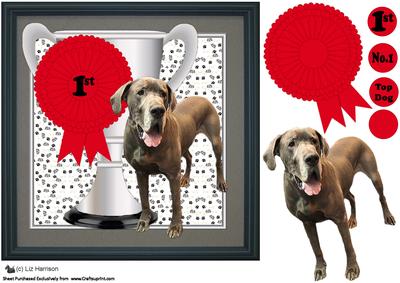 Great Dane Trophy and Rosette 8x8 Card
