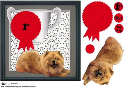 Chow Chow Trophy and Rosette 8x8 Card
