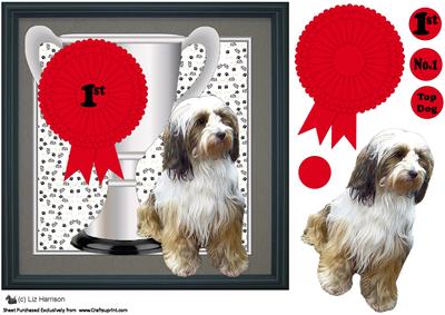 Tibetan Terrier Trophy and Rosette 8x8 Card